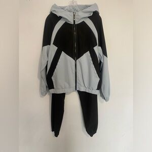 Sweats Set | Joggers And Jacket | Small/Medium Fit | Black And Light Blue